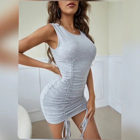 SHEIN | Dresses | Double Sxy Drawstring Front Bodycon Dress | Poshmark